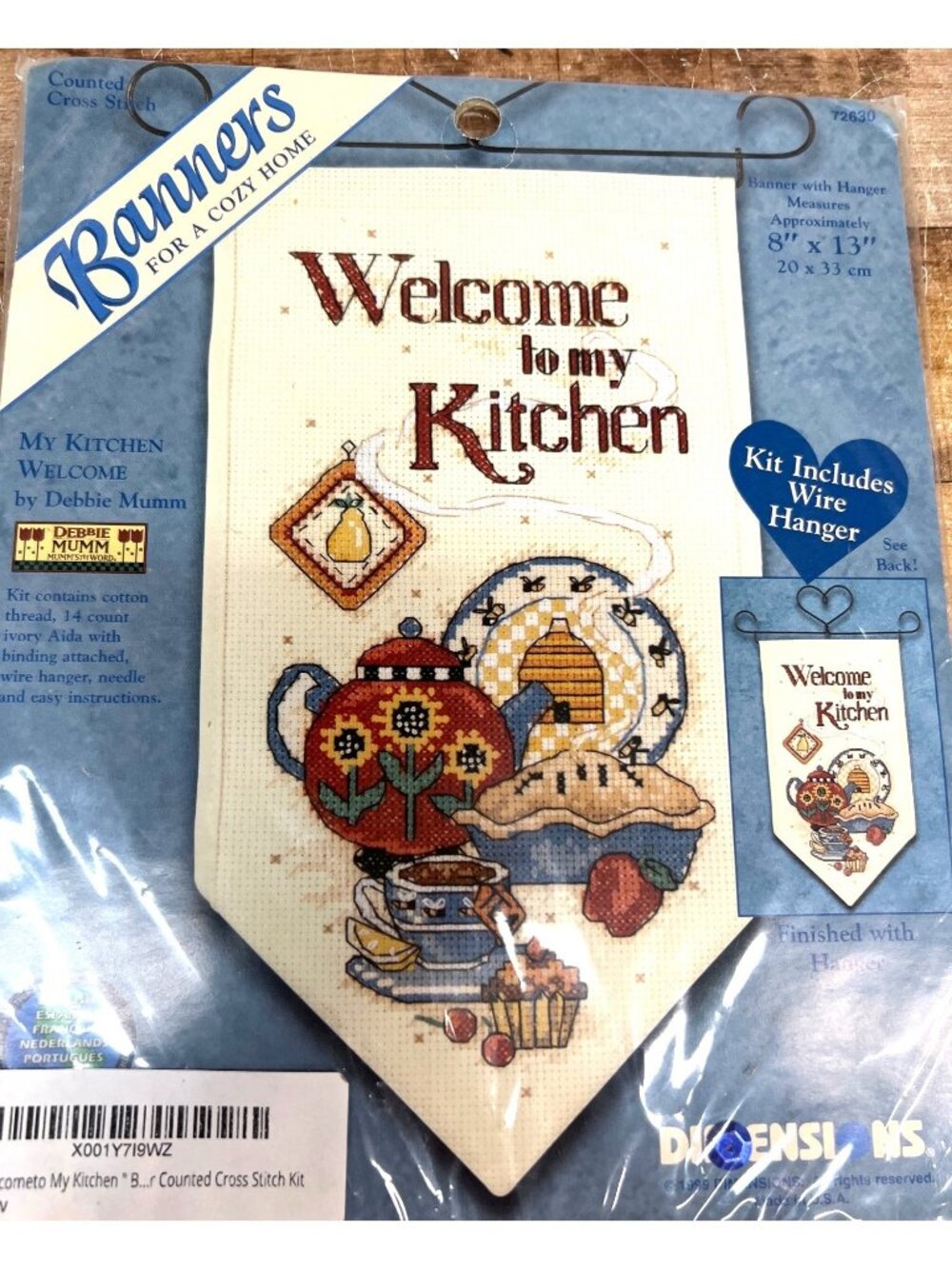Debbie Mumm Welcome To My Kitchen Cross Stitch Kit With Hanger Finished Banner